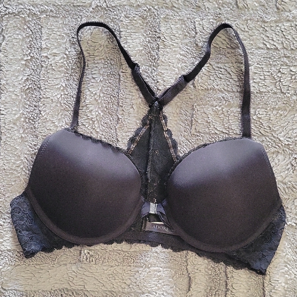 Adore Me Black Lace Racer Back Bra